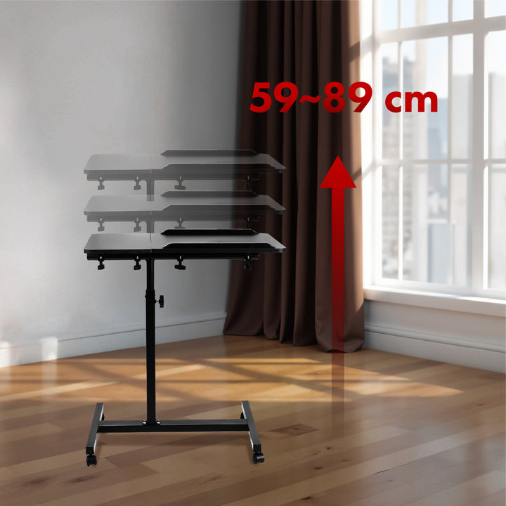 Support mobile pour bureau/ordinateur portable Maclean, noir, réglable en hauteur 59-89cm, max. 30kg , MC-121 B
