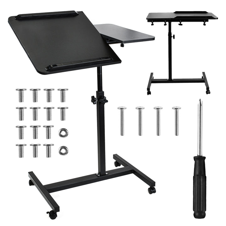 Support mobile pour bureau/ordinateur portable Maclean, noir, réglable en hauteur 59-89cm, max. 30kg , MC-121 B