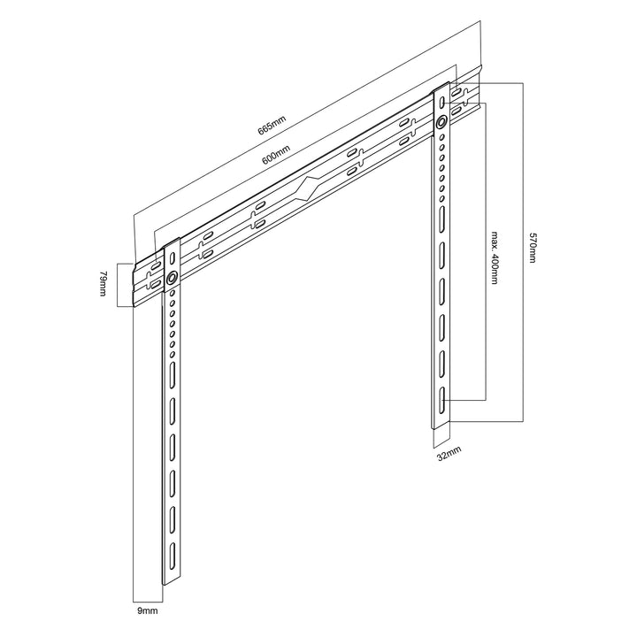 Support mural ultra plat Maclean pour TV, 40-85", max VESA 600x400, charge jusqu'à 80kg, MC-123