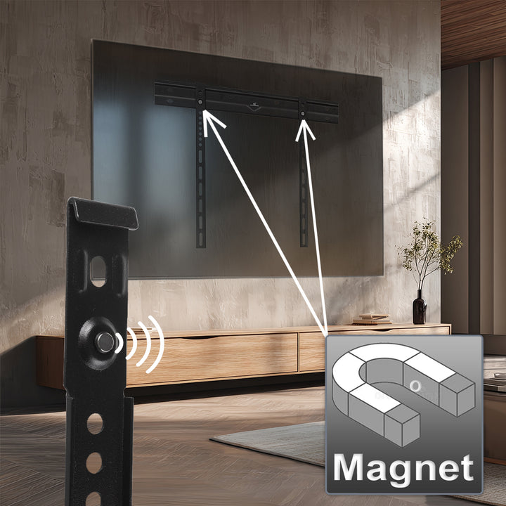 Support mural ultra plat Maclean pour TV, 40-85", max VESA 600x400, charge jusqu'à 80kg, MC-123
