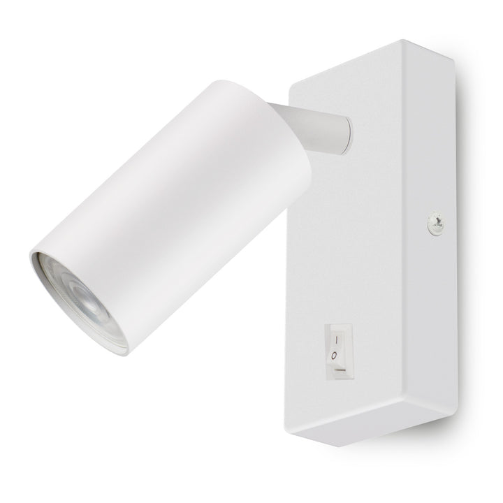 Lampe murale/applique Maclean, spot, rond, GU10, avec interrupteur 55x90mm, blanc, MCE369 W+Lampe LED GU10 7W Maclean Energy MCE437 WW blanc chaud 3000K, 220-240V~, 50/60Hz, 490lm