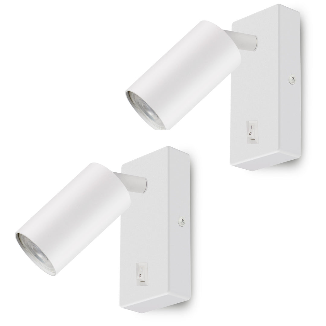 Applique / applique Maclean, spot, rond, GU10, avec interrupteur 55x90mm, blanc, MCE369 W 2pcs+ Ampoule LED GU10 7W Maclean Energy MCE437 WW blanc chaud 3000K, 220-240V~, 50/60Hz, 2pcs