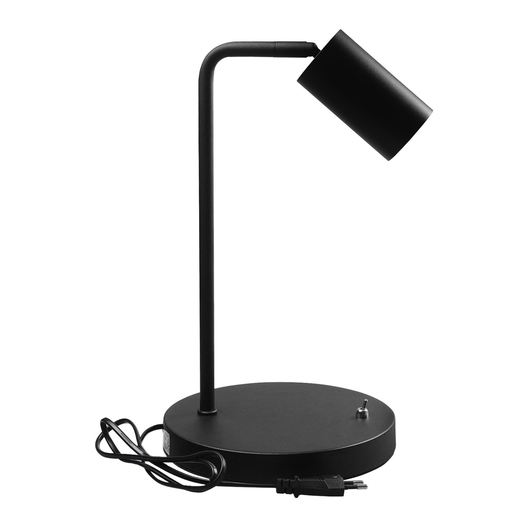 Maclean GU10 bureaulamp, spot, rond, GU10, met schakelaar 55x90mm, zwart, MCE370 B + LED lamp GU10 7W Maclean Energy MCE437 WW warm wit 3000K, 220-240V~, 50/60Hz, 490lm