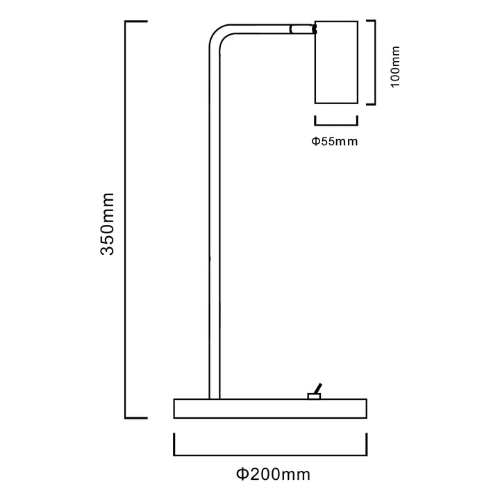 Maclean GU10 bureaulamp, spot, rond, GU10, met schakelaar 55x90mm, zwart, MCE370 B + LED lamp GU10 7W Maclean Energy MCE437 WW warm wit 3000K, 220-240V~, 50/60Hz, 490lm