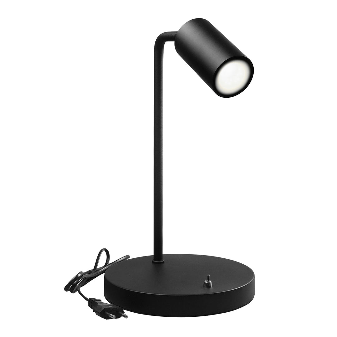 Lampe de bureau Maclean GU10, spot, ronde, GU10, avec interrupteur 55x90mm, noir, MCE370 B+ Ampoule GU10 7W Maclean Energy MCE437 NW blanc neutre 4000K, 220-240V~, 50/60Hz, 490 lumens