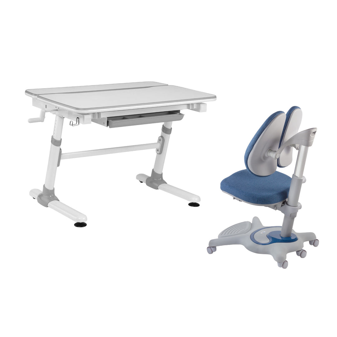 Ergo Office bureau ergonomique réglable en hauteur pour enfants, gris, max 100kg, ER-417 2cz +Ergo Office chaise ergonomique pour enfants, appui-tête réglable, hauteur réglable, max 75kg, ER-484N