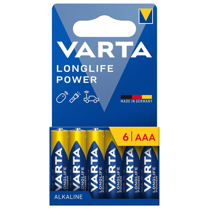 VARTA Longlife Power, 6 piles alcalines AAA, LR03, 1,5V