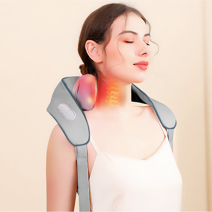 Masseur d'épaules et de cou. Shiatsu, 5D imitation mains, 6 têtes de massage, 3 modes, 3 vitesses, sans fil, port de charge USB-C MASSAGE NECK & ; SHOULDERS