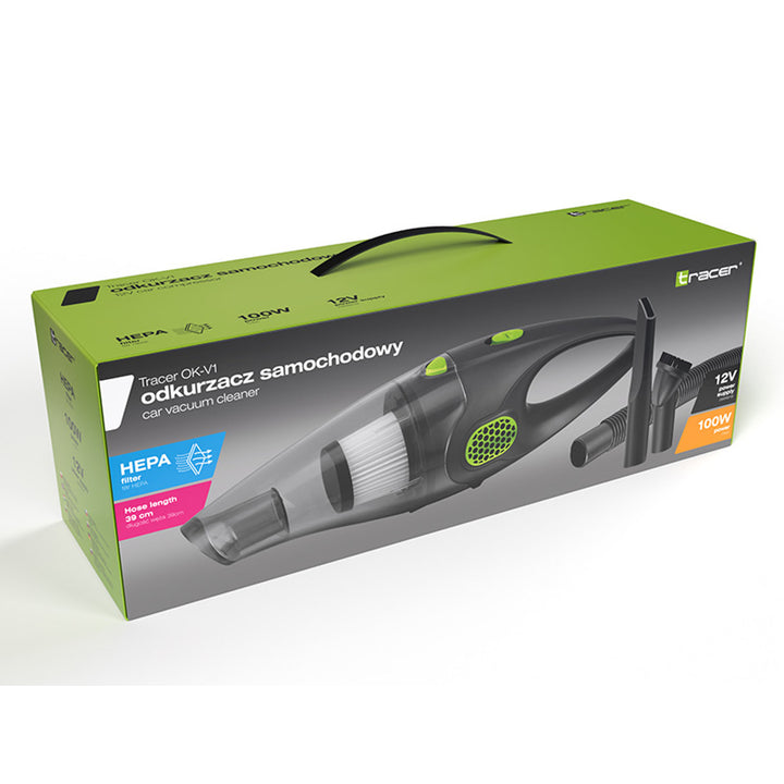 Aspirateur de voiture Tracer, 2 filtres HEPA, alimentation 12V, 100W, OK-V1