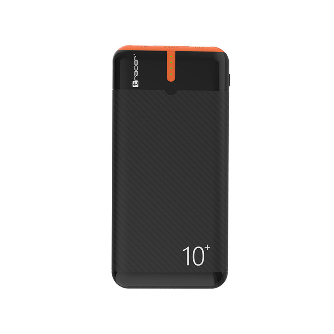 Tracer Powerbank, 10000 mAh, Zwart en Oranje, USB C, 2A, EnerGo
