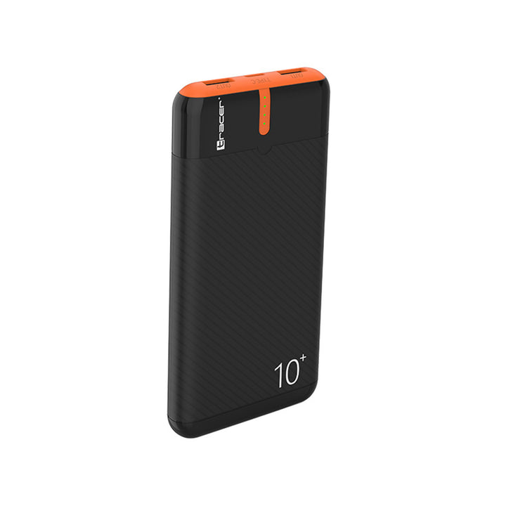 Tracer Powerbank, 10000 mAh, Zwart en Oranje, USB C, 2A, EnerGo