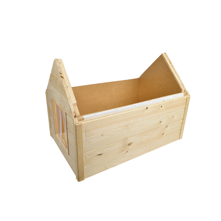Abri pour chien et chat Woodok, isolé, en bois, grand XL, à monter soi-même et à peindre, imprégné en chêne blanchi