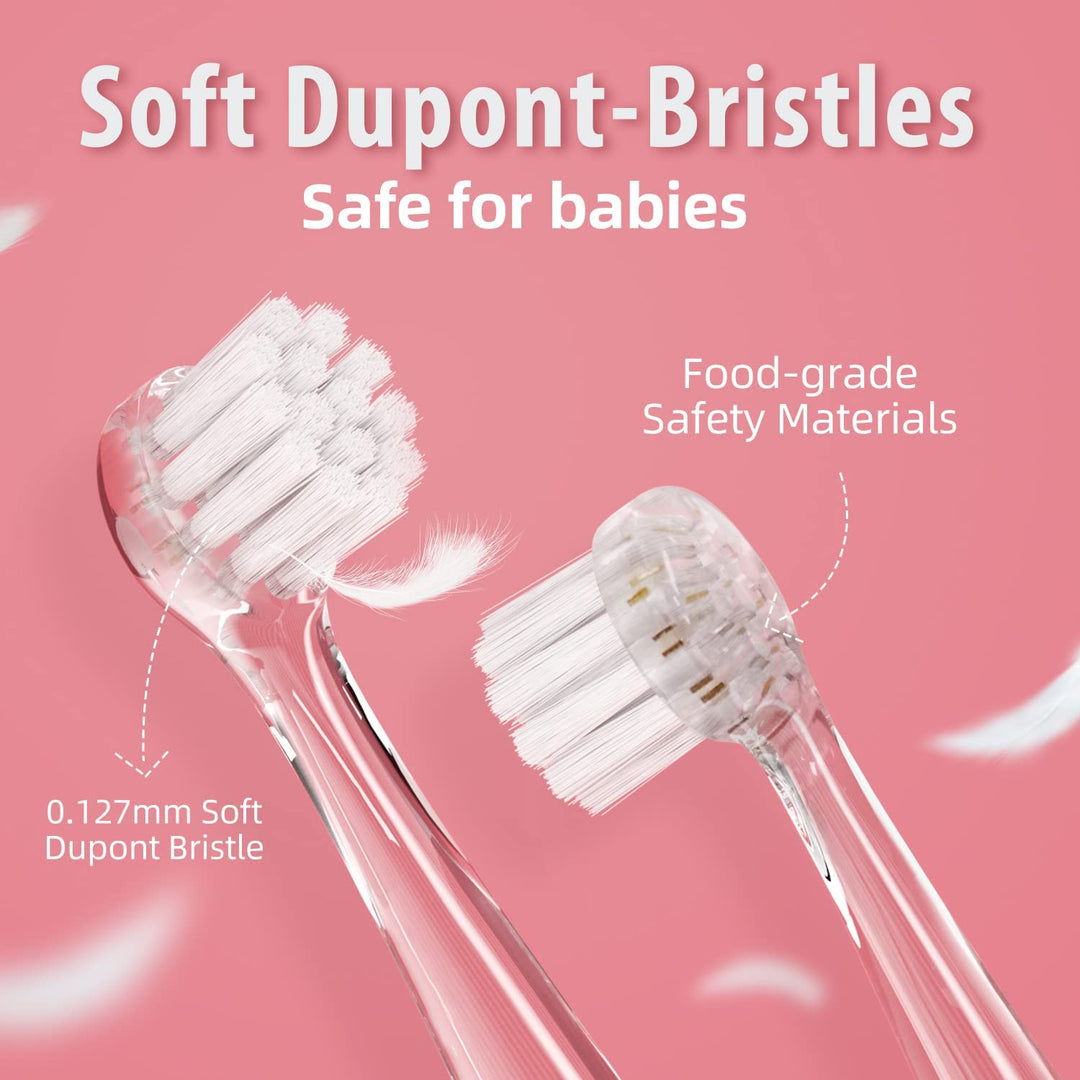 Brosse à dents sonique pour enfants SEAGO, couleur rose, 1xAA 1,5V (non inclus), 4 embouts, SG-513 Pink + Set de brosses à dents de rechange pour SG-513, SG-977 SEAGO, 4 pcs, couleur transparente, SG-513 Refill