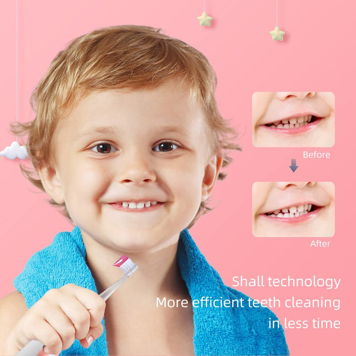 Brosse à dents sonique pour enfants SEAGO, rose, 4 embouts,SG-513 Rose + Brosse à dents sonique pour enfants SEAGO, bleue, 4 embouts,SG-513