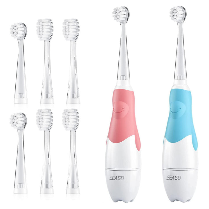 Brosse à dents sonique pour enfants SEAGO, rose, 4 embouts,SG-513 Rose + Brosse à dents sonique pour enfants SEAGO, bleue, 4 embouts,SG-513