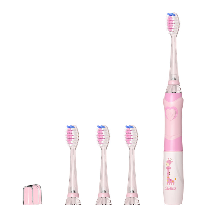 Brosse à dents sonique pour enfants SEAGO, rose, 3 embouts, SG-977 Rose + Brosse à dents sonique pour enfants SEAGO, verte, 3 embouts, SG-977 Verte