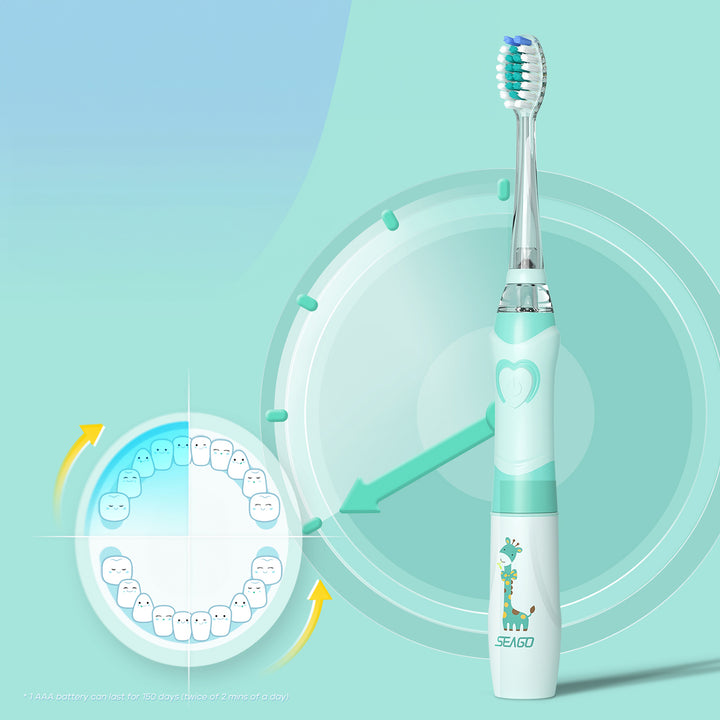 Brosse à dents sonique pour enfants SEAGO, rose, 3 embouts, SG-977 Rose + Brosse à dents sonique pour enfants SEAGO, verte, 3 embouts, SG-977 Verte