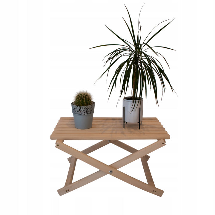 Lot de 2 chaises de plage, rayures rouges + table basse en bois Woodok
