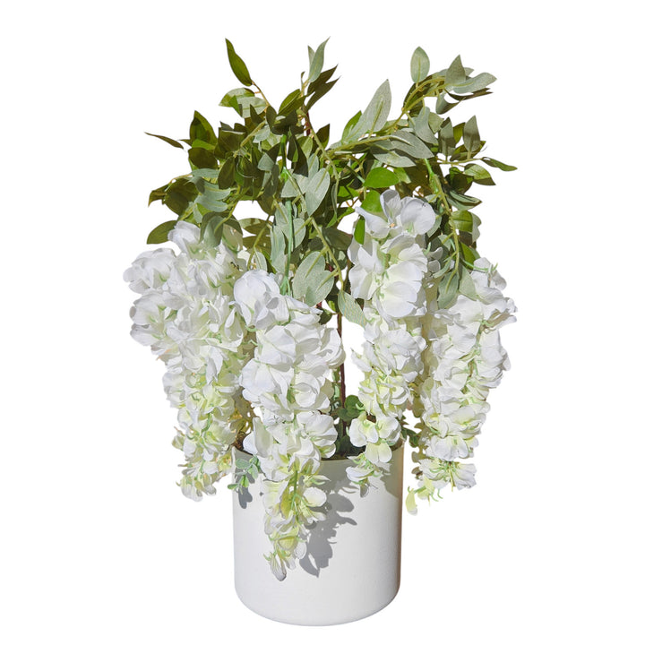 Glycine artificielle Damich, fleurs à 3 tiges, 9 inflorescences, 9pwb