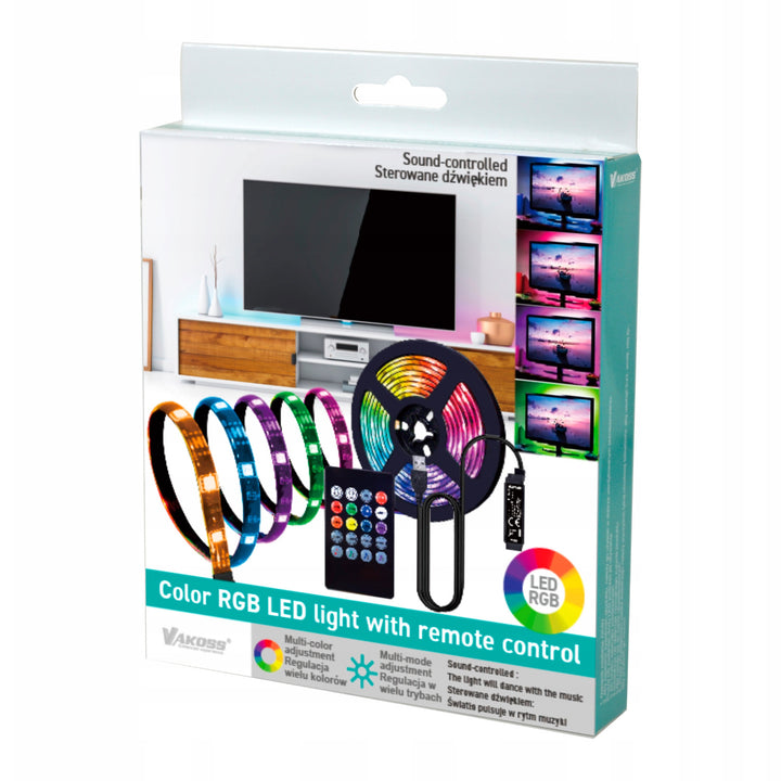 Vakoss Bande LED RVB, pour l'éclairage de la télévision, contrôle audio, télécommande, LA-C612
