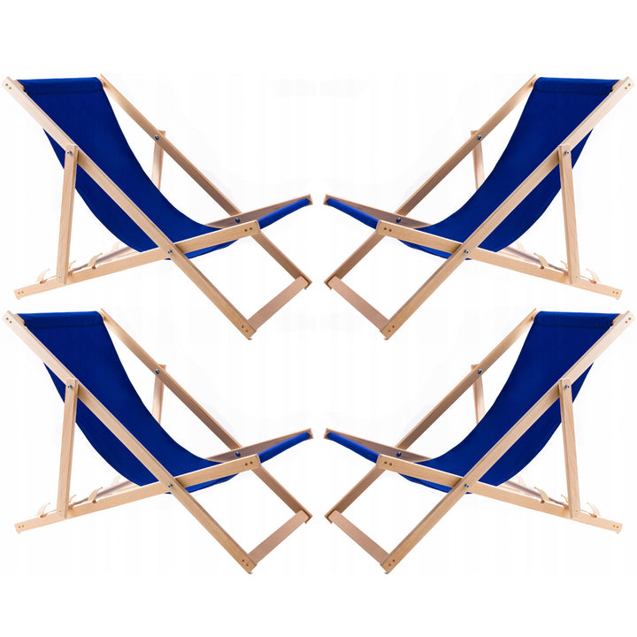 Jeu de quatre chaises longues, bleu, Woodok, assemblées