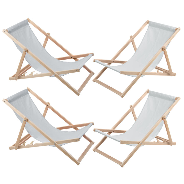 Jeu de quatre chaises longues, frêne clair, Woodok, assemblées