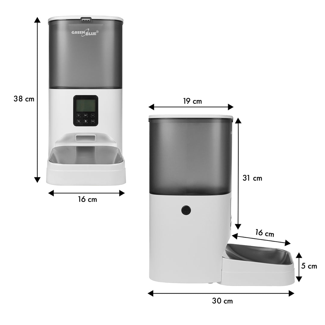 GreenBlue distributeur automatique d'eau / abreuvoir pour animaux, 3L, USB 5V1A, GB392 + GreenBlue distributeur automatique de nourriture pour animaux / mangeoire, 6L, USB 5V1A, GB393