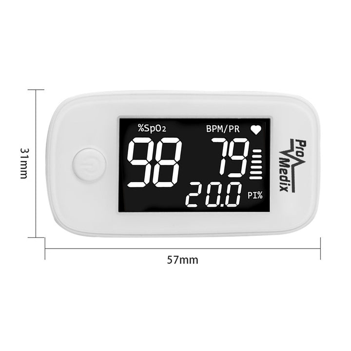 Promedix PR-870 1.5" HD LED oxymètre de pouls médical + 2x Masques médicaux CE EN 14683:2019 - set - couleur bleu 10 pièces Promedix PR-280 BFE>98%