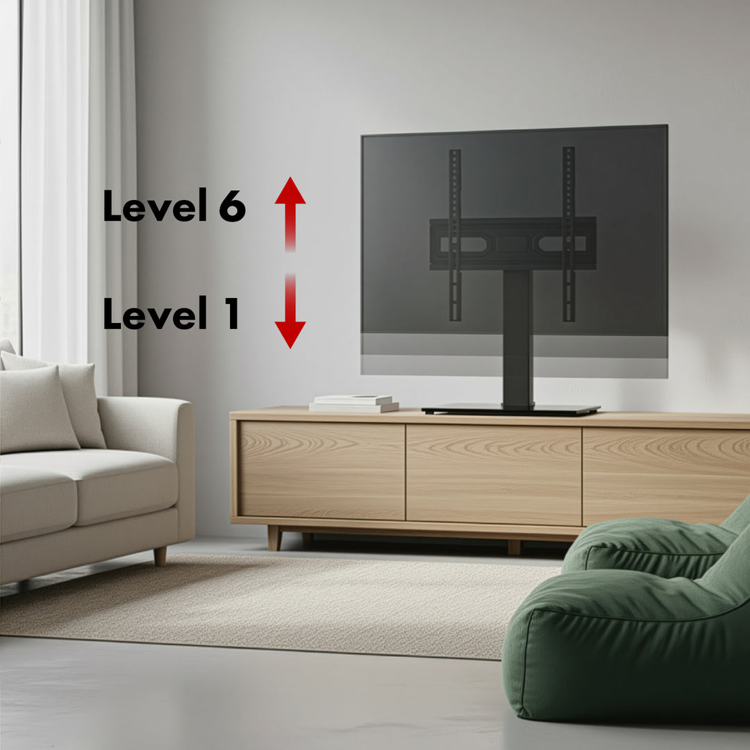 Support TV universel Maclean, pour meuble RTV, support, max. 40kg, max. VESA 400x400, réglage de la hauteur et de l'angle, pour TV 32-65", MC-1240
