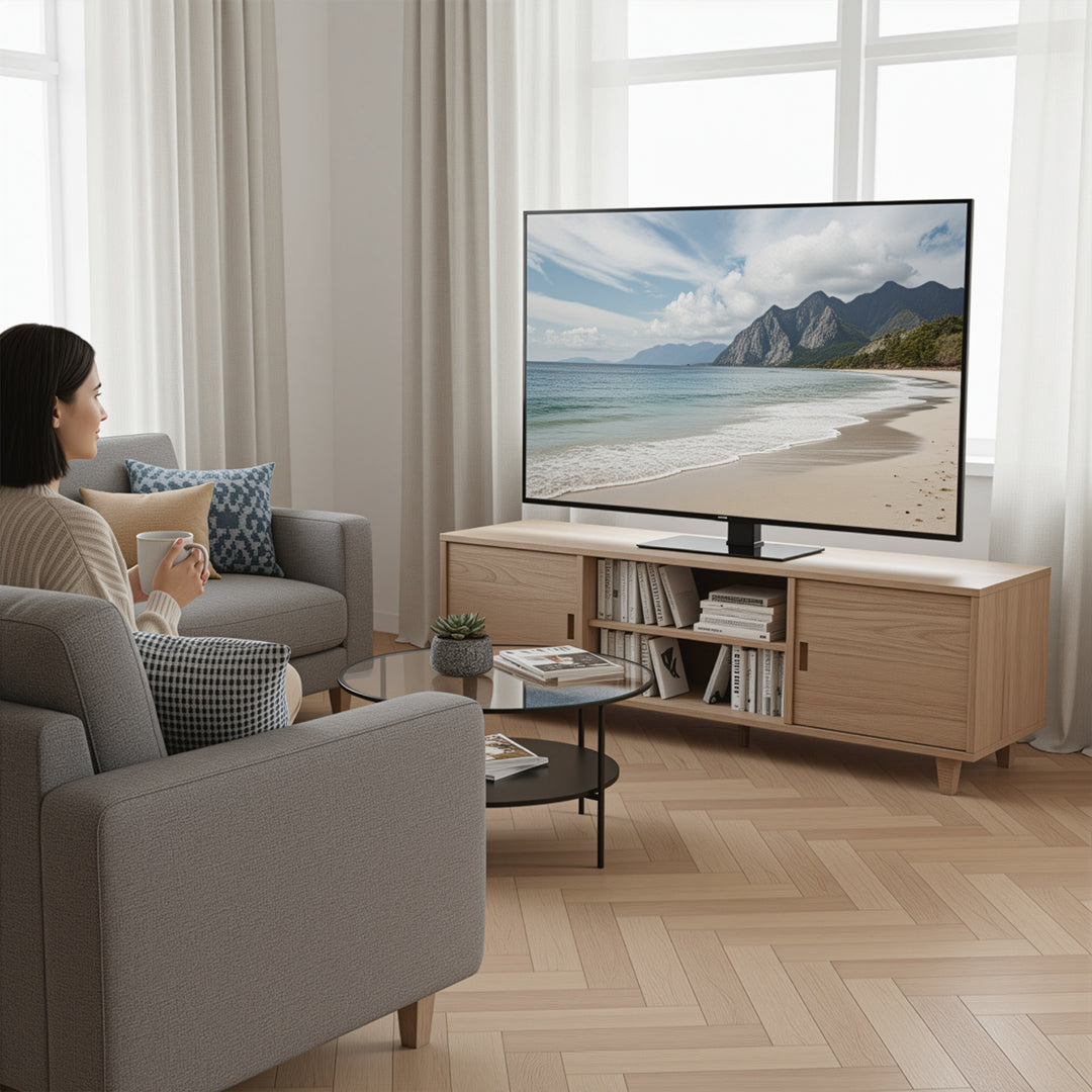 Support TV universel Maclean, pour meuble RTV, support, max. 40kg, max. VESA 400x400, réglage de la hauteur et de l'angle, pour TV 32-65", MC-1240