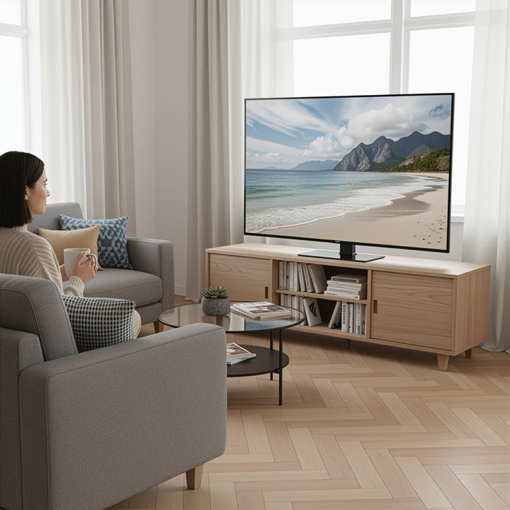 Support TV universel Maclean, pour meuble RTV, support, max. 40kg, max. VESA 400x400, réglage de la hauteur et de l'angle, pour TV 32-65", MC-1240