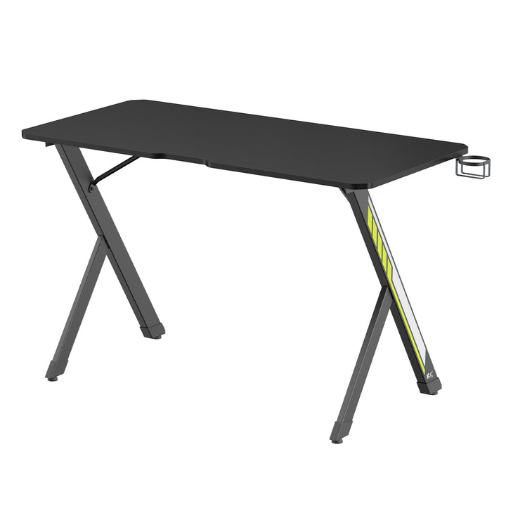 NanoRS gaming bureau, zwart, met headsethouder en bekerhouder, max. 75 kg, afmetingen 1200x600x750mm, RS101