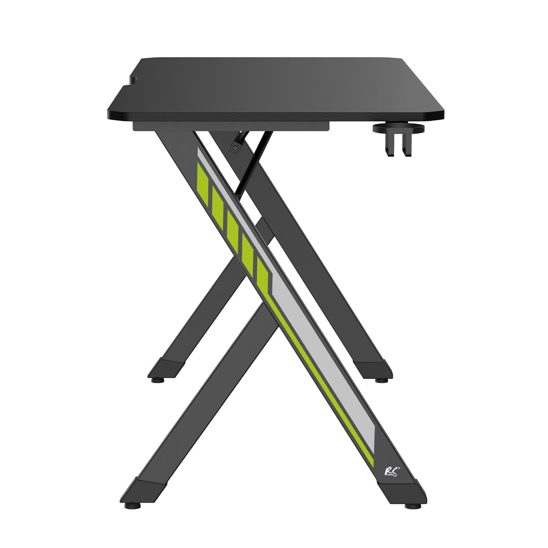 NanoRS gaming bureau, zwart, met headsethouder en bekerhouder, max. 75 kg, afmetingen 1200x600x750mm, RS101