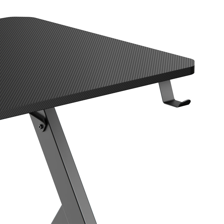NanoRS gaming bureau, zwart, met headsethouder en bekerhouder, max. 75 kg, afmetingen 1200x600x750mm, RS101
