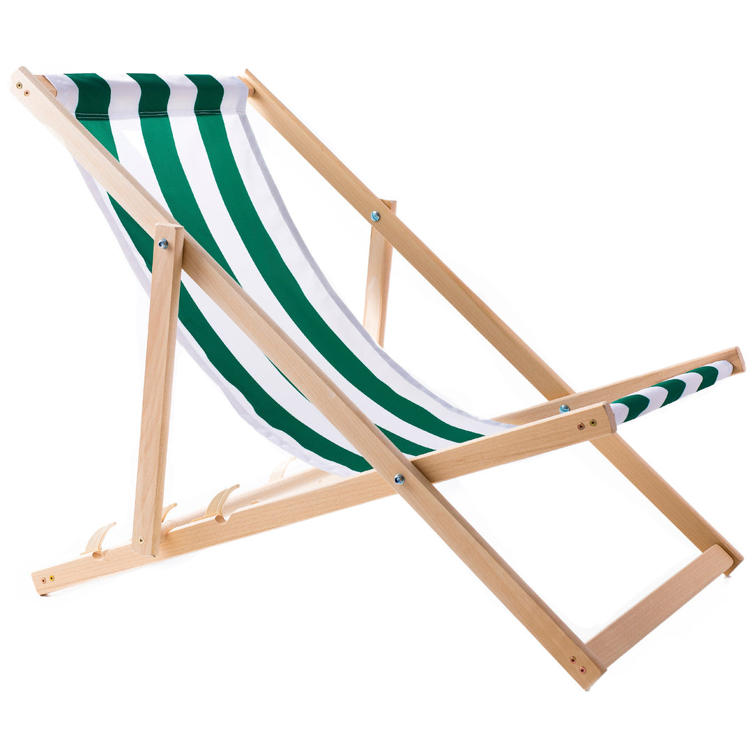 Jeu de deux chaises longues, rayures vertes, Woodok, assemblées