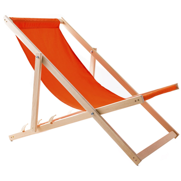 Ensemble de quatre chaises longues, orange, Woodok, assemblées