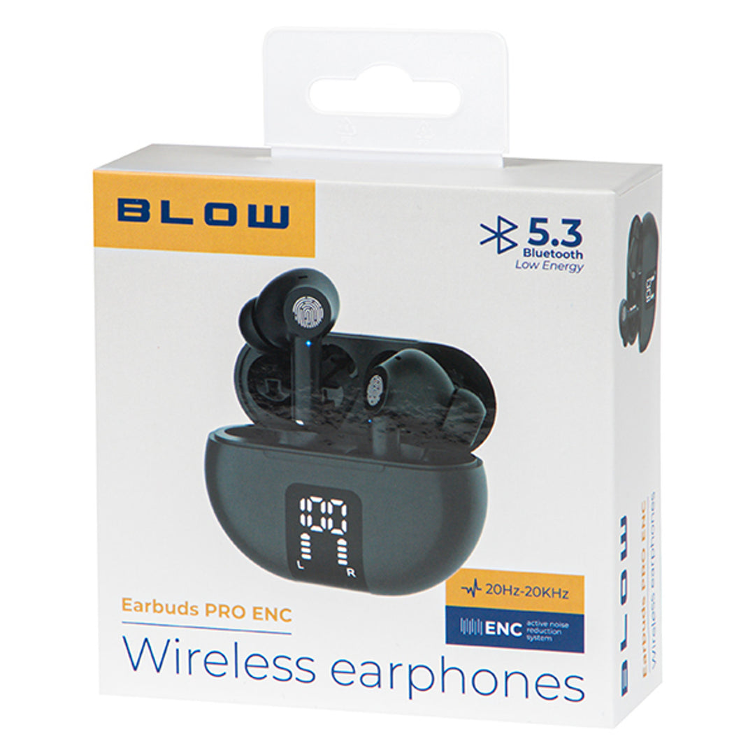 Casque sans fil BLOW, Bluetooth 5.3, écran LED, système ENC, PRO ENC BLACK
