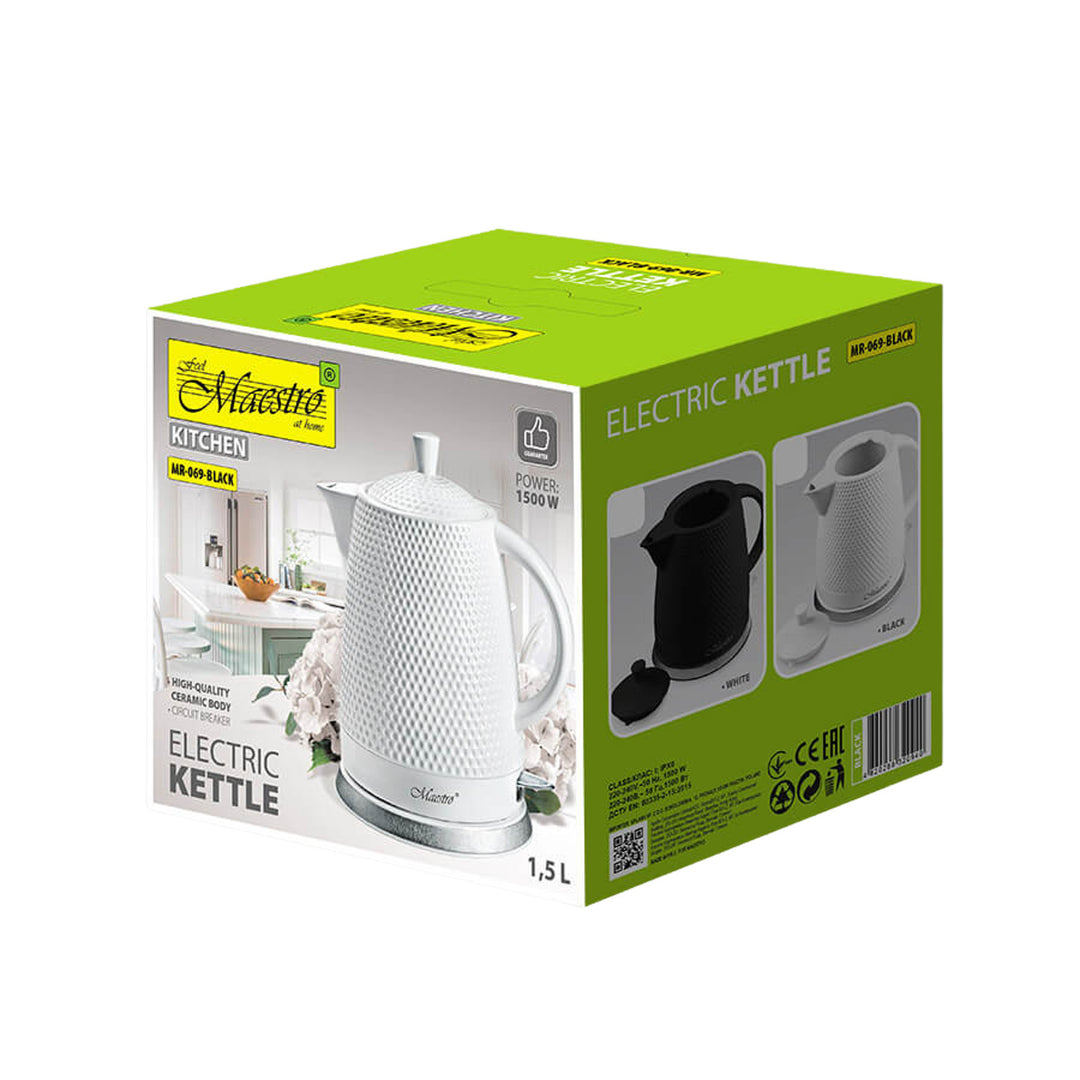 Bouilloire céramique Maestro, capacité 1,5 l, 1500W, noir, MR069