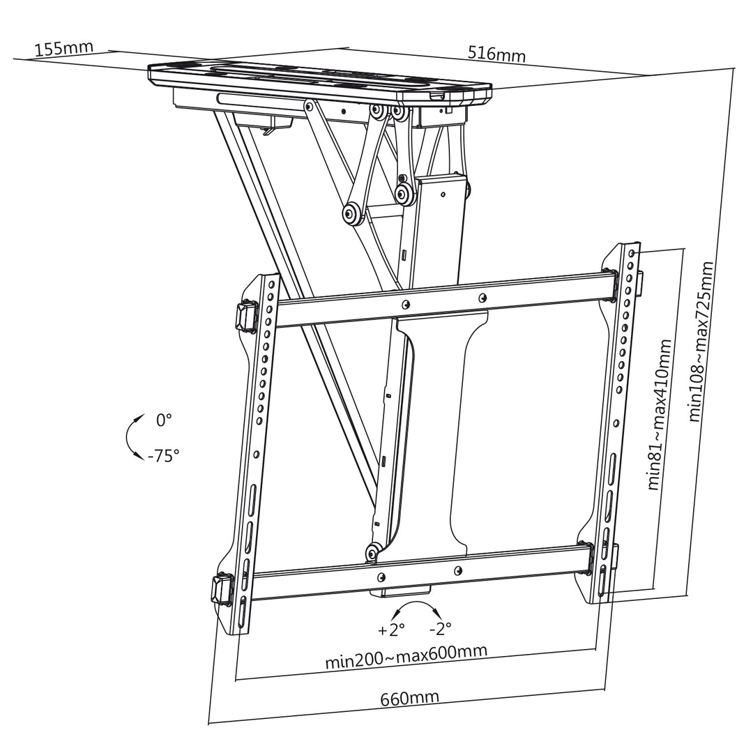 Support TV électrique Maclean pour montage au plafond, max VESA 600x400, pour murs inclinés, télécommande, 32"-70", 35kg, MC-880 + Câble Maclean HDMI 2.1a, 3m, 8K HDR, MCTV-442