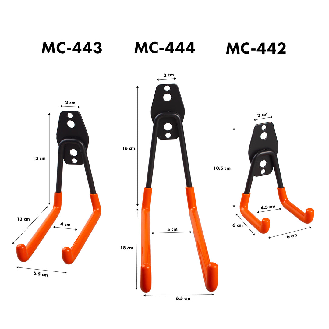 Support mural Maclean pour garage, pour pneus, outils de jardin, échelle, tuyaux. acier, charge max 70kg, MC-442 + MC-443 charge max 50kg + MC-444 charge max 25kg