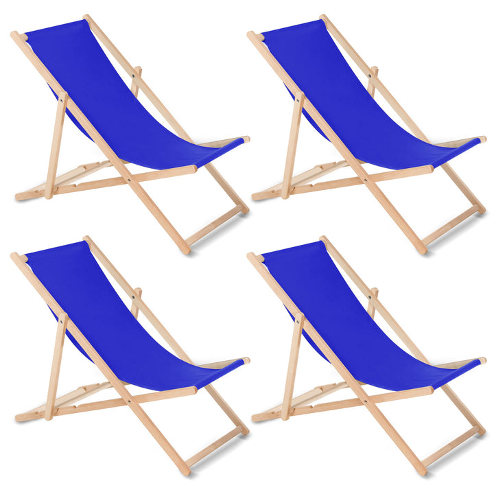 GreenBlue GB183 chaise longue classique en hêtre bleu foncé, 4 pièces
