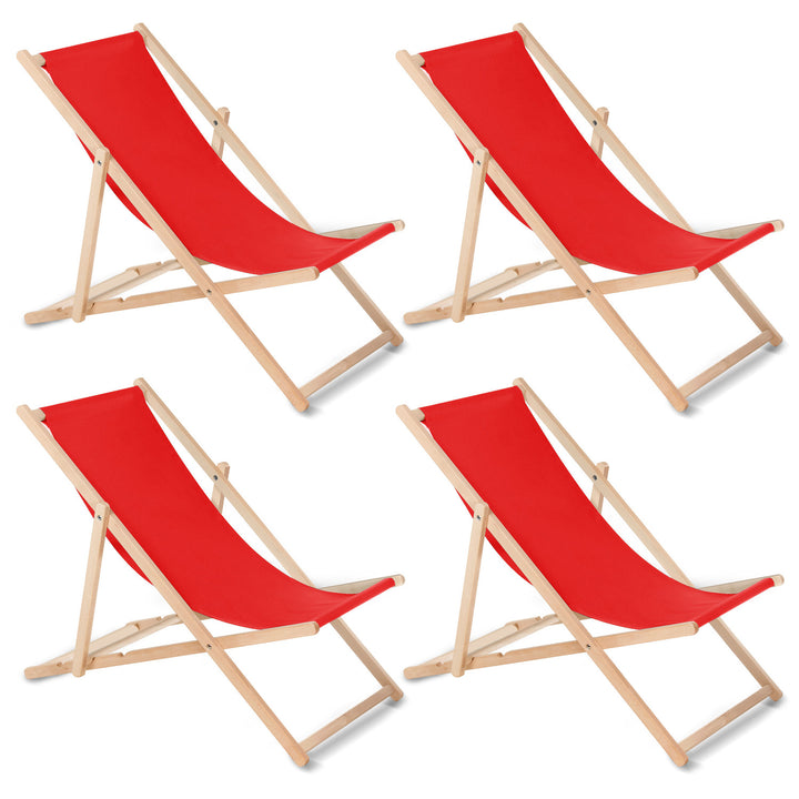 GreenBlue GB183 chaise longue classique en hêtre rouge, 4 pièces