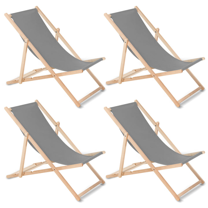 GreenBlue GB183 chaise longue classique en hêtre gris, 4 pièces