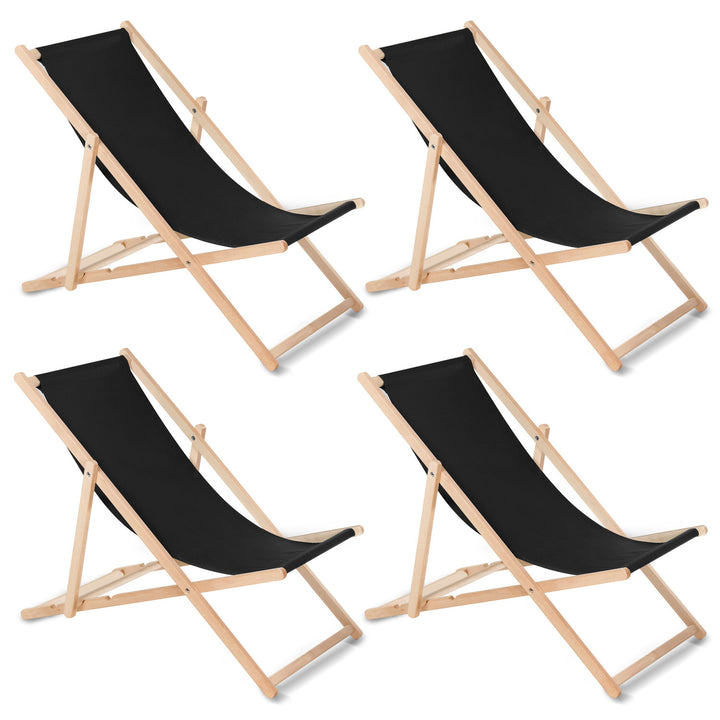 GreenBlue GB183 chaise longue classique en hêtre noir, 4 pièces