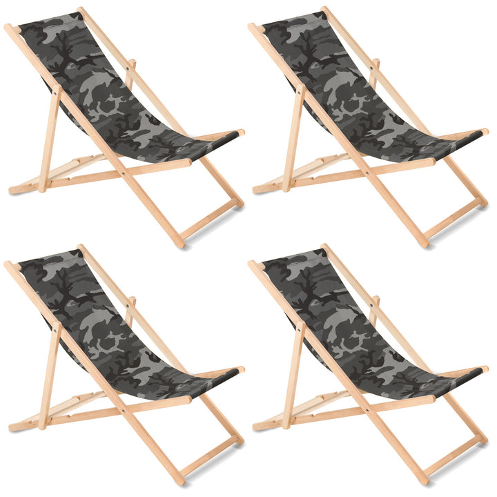 GreenBlue GB183 chaise longue classique en bois de hêtre gris maroquin, 4 pièces