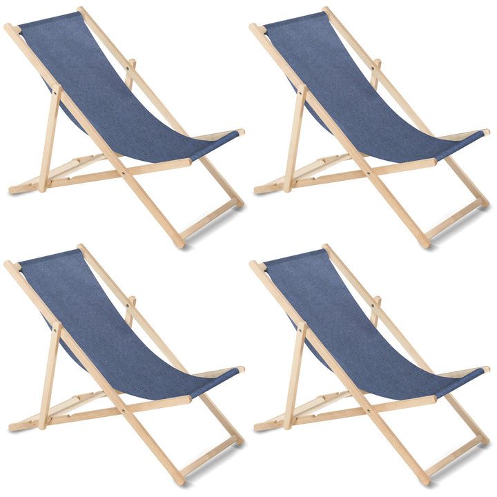 GreenBlue GB183M chaise longue classique en hêtre mélangé bleu, 4 pièces