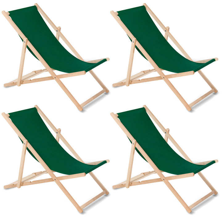 GreenBlue GB183 chaise longue classique en hêtre vert foncé, 4 pièces