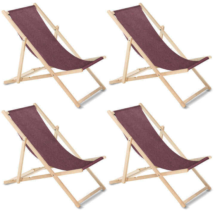 GreenBlue GB183M chaise longue classique en hêtre mélangé bordeaux, 4 pièces