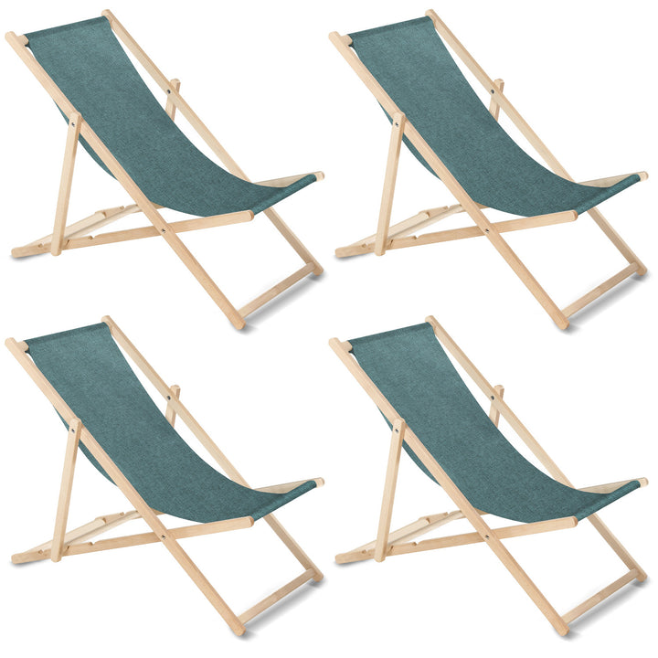 GreenBlue GB183M chaise longue classique en hêtre mélangé turquoise, 4 pièces