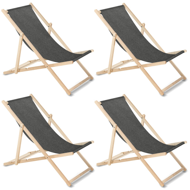 GreenBlue GB183M chaise longue classique en hêtre noir mélangé, 4 pièces